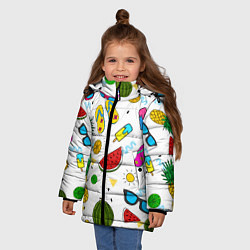 Куртка зимняя для девочки Летний стиль, цвет: 3D-черный — фото 2