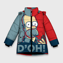 Куртка зимняя для девочки Homer Simpson DOH!, цвет: 3D-черный