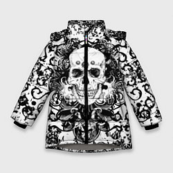 Куртка зимняя для девочки Grunge Skull, цвет: 3D-светло-серый