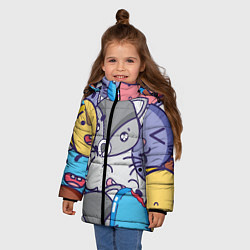 Куртка зимняя для девочки Влюбленный енот, цвет: 3D-светло-серый — фото 2