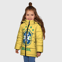 Куртка зимняя для девочки Brazil Team, цвет: 3D-черный — фото 2