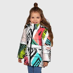 Куртка зимняя для девочки Тропическое ассорти, цвет: 3D-светло-серый — фото 2