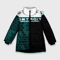 Куртка зимняя для девочки Detroit: Cyber Hexagons, цвет: 3D-черный