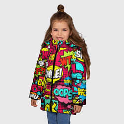 Куртка зимняя для девочки Слова из комиксов, цвет: 3D-красный — фото 2