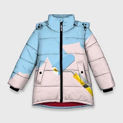 Куртка зимняя для девочки Голубая заливка, цвет: 3D-красный