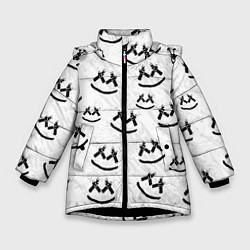 Куртка зимняя для девочки Marshmello: White Pattern, цвет: 3D-черный
