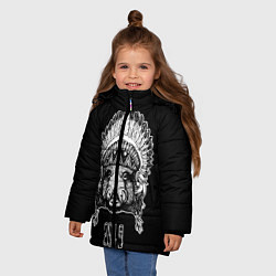 Куртка зимняя для девочки Кабан-индеец 2019, цвет: 3D-черный — фото 2