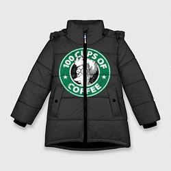 Куртка зимняя для девочки 100 cups of coffee, цвет: 3D-черный
