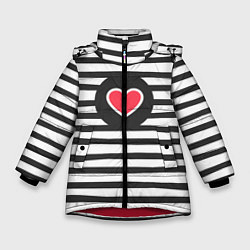 Куртка зимняя для девочки Сердце в полоску, цвет: 3D-красный