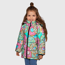Куртка зимняя для девочки Сахарные пончики, цвет: 3D-черный — фото 2