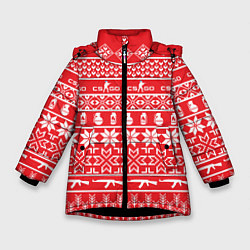 Куртка зимняя для девочки CS:GO NY Pattern, цвет: 3D-черный