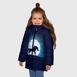 Куртка зимняя для девочки Лошадь под луной, цвет: 3D-черный — фото 2