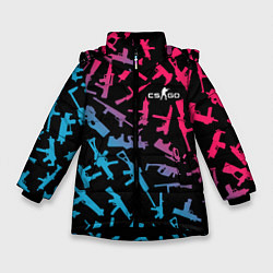 Куртка зимняя для девочки CS:GO Neon Weapons, цвет: 3D-черный