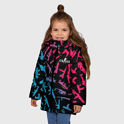 Куртка зимняя для девочки CS:GO Neon Weapons, цвет: 3D-черный — фото 2