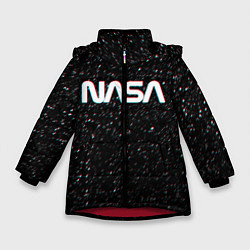 Куртка зимняя для девочки NASA: Space Glitch, цвет: 3D-красный