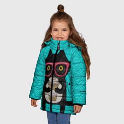 Куртка зимняя для девочки Котик с кофе, цвет: 3D-черный — фото 2