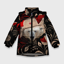 Куртка зимняя для девочки Медведь в ушанке, цвет: 3D-светло-серый