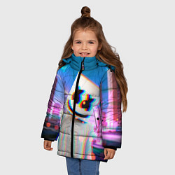Куртка зимняя для девочки Marshmello: Glitch Effect, цвет: 3D-черный — фото 2