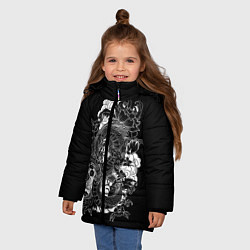 Куртка зимняя для девочки Японский дракон, цвет: 3D-черный — фото 2