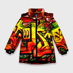 Куртка зимняя для девочки Red Graffiti, цвет: 3D-черный