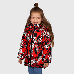 Куртка зимняя для девочки Каратэ киокушинкай паттерн, цвет: 3D-черный — фото 2