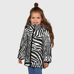 Куртка зимняя для девочки Полосы шкура зебры, цвет: 3D-черный — фото 2