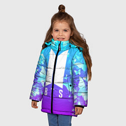 Куртка зимняя для девочки BTS: Violet Butterflies, цвет: 3D-красный — фото 2