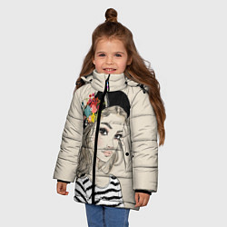 Куртка зимняя для девочки Парижанка в берете, цвет: 3D-черный — фото 2