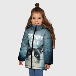 Куртка зимняя для девочки Grumpy Cat, цвет: 3D-черный — фото 2