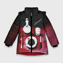 Куртка зимняя для девочки ДЖИЗУС: Нога в Ногу с Этой, цвет: 3D-красный