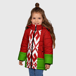 Куртка зимняя для девочки Беларусь флаг, цвет: 3D-светло-серый — фото 2