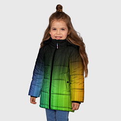 Куртка зимняя для девочки Неоновые полосы - Минимализм, цвет: 3D-красный — фото 2