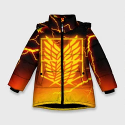 Куртка зимняя для девочки АТАКА ТИТАНОВ, цвет: 3D-черный