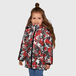 Куртка зимняя для девочки Камуфляж с буквами F C S M, цвет: 3D-черный — фото 2