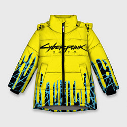 Куртка зимняя для девочки Cyberpunk 2077: Yellow Style, цвет: 3D-светло-серый