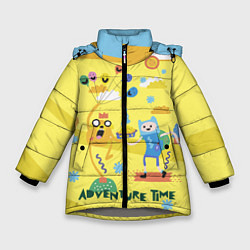 Куртка зимняя для девочки Время приключений, цвет: 3D-светло-серый