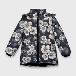 Зимняя куртка для девочки Цветочный букет