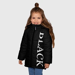 Куртка зимняя для девочки Чёрная футболка с текстом, цвет: 3D-светло-серый — фото 2