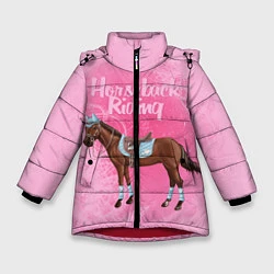 Куртка зимняя для девочки Horseback Rading, цвет: 3D-красный