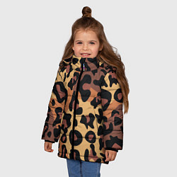 Куртка зимняя для девочки Кошачий окрас, цвет: 3D-черный — фото 2