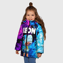 Куртка зимняя для девочки BRAWL STARS LEON SHARK, цвет: 3D-красный — фото 2