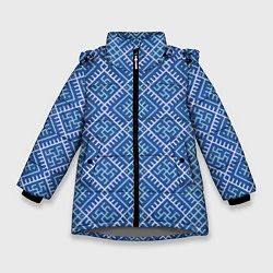 Куртка зимняя для девочки Славянский орнамент, цвет: 3D-светло-серый