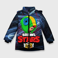 Куртка зимняя для девочки Brawl Stars - Leon, цвет: 3D-черный