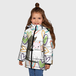 Куртка зимняя для девочки Сладкая парочка, цвет: 3D-черный — фото 2