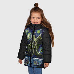 Куртка зимняя для девочки Ктулху, цвет: 3D-черный — фото 2