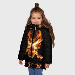Куртка зимняя для девочки Черепа, цвет: 3D-светло-серый — фото 2