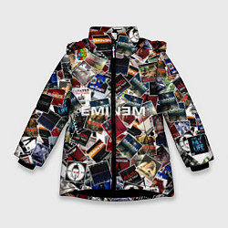 Куртка зимняя для девочки Дискография EMINEM, цвет: 3D-черный