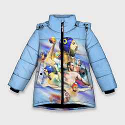 Куртка зимняя для девочки Water polo players, цвет: 3D-черный