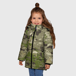 Куртка зимняя для девочки Камуфляж: болотный, цвет: 3D-черный — фото 2
