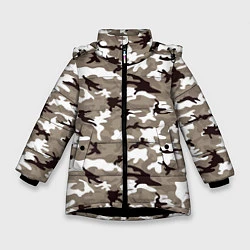 Куртка зимняя для девочки Камуфляж: зимний, цвет: 3D-черный